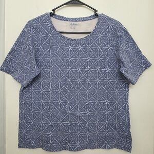 L.L. Bean Navy and White Dotted Blouse